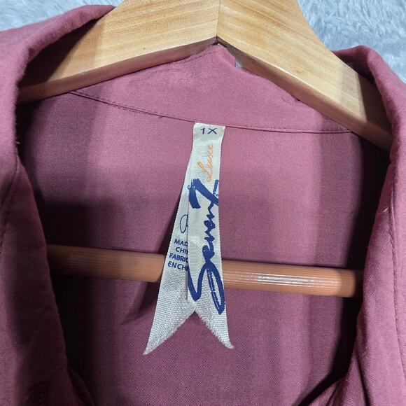 NWT 7 For All Mankind Luxe Dusty Rose Button Up Shirt Size 1X - Picture 3 of 7
